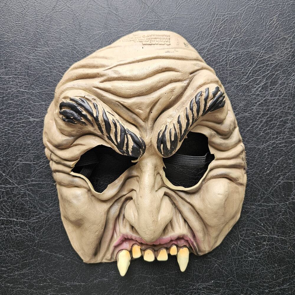 Vintage Disguise Vampire Dracula Chinless Half Face Mask Adult Fangs Eyebrows